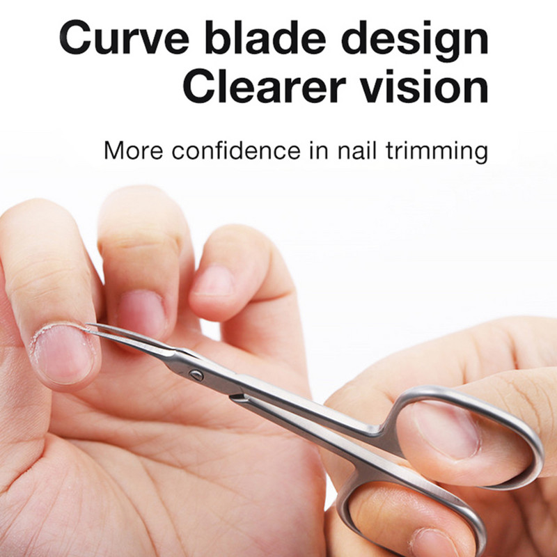 Foarfece profesionale pentru cuticule din oțel inoxidabil pentru îndepărtarea pielii moarte pentru unghii pentru unghii Foarfece pentru unghii pentru manichiură cu vârf curbat