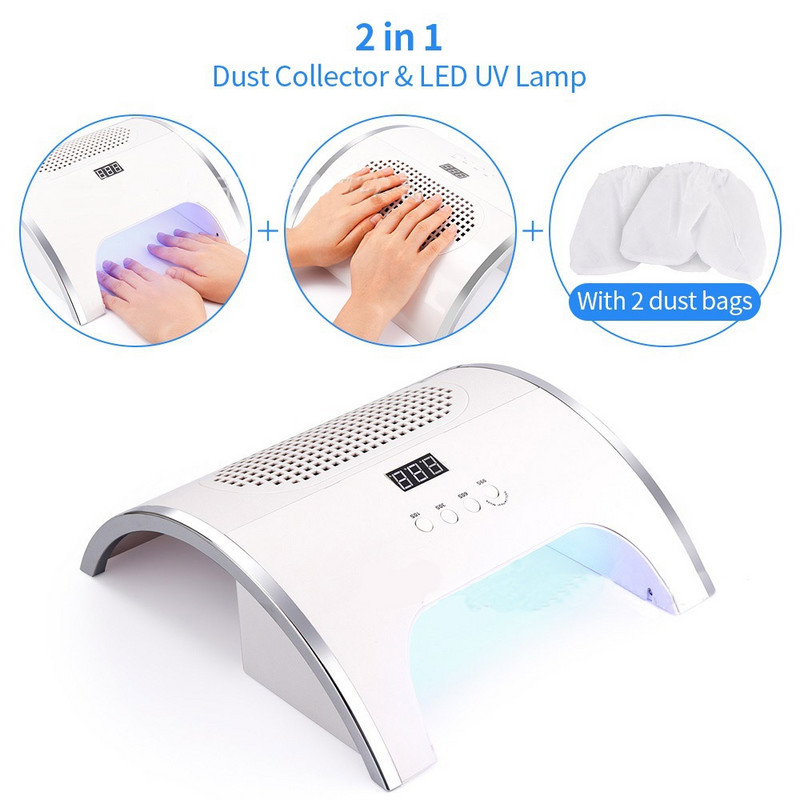 Lampă de manichiură 2in1 80W și aspirator de manichiură Aparat de fototerapie cu lumină LED Aparat de manichiură cu uscare rapidă Uscător de unghii