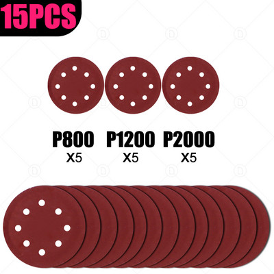 60 de bucăți 5 inch 121 mm hârtie șmirghel rotundă pentru șlefuit cu disc Polizor mașină șlefuit șlefuit șmirghel granulație 800 1200 1500 2000 3000 5000