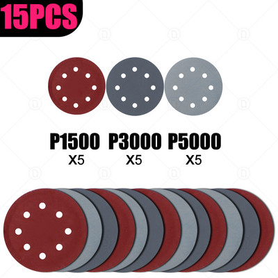 60 de bucăți 5 inch 121 mm hârtie șmirghel rotundă pentru șlefuit cu disc Polizor mașină șlefuit șlefuit șmirghel granulație 800 1200 1500 2000 3000 5000