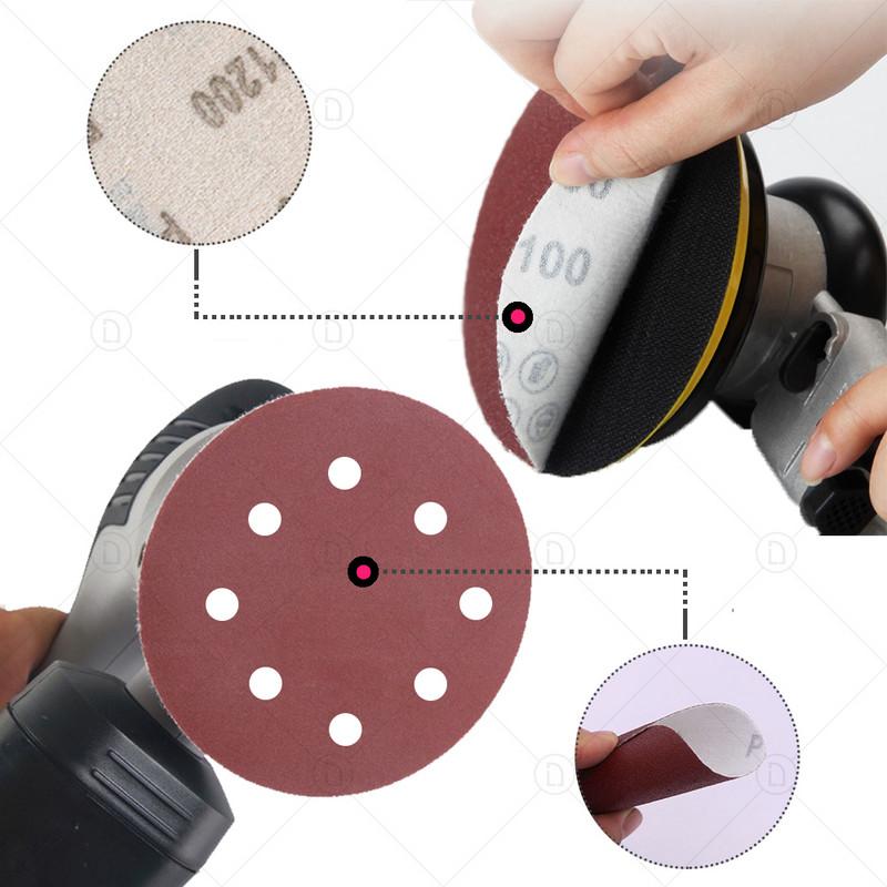 60 de bucăți 5 inch 121 mm hârtie șmirghel rotundă pentru șlefuit cu disc Polizor mașină șlefuit șlefuit șmirghel granulație 800 1200 1500 2000 3000 5000