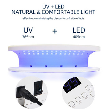 96 LED Υψηλής ισχύος UV LED στεγνωτήρα νυχιών Οθόνη LCD Έξυπνος αισθητήρας Λάμπα νυχιών με χρονοδιακόπτη Large Space Pro Curing All Gels 2023 Νέο