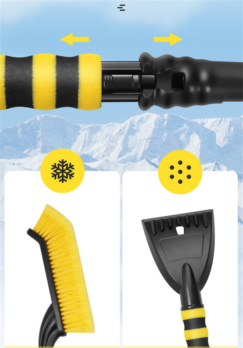 Treeligo Car Snow Scrapper Lopata de curatare a ghetii perie lopata pentru masina Parbriz Geam Zapada Curățare Instrument de răzuit Iarna 2 în 1
