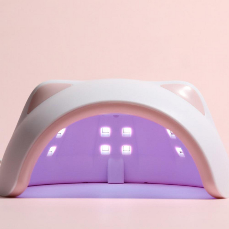 Lampă pentru unghii cu 20 LED-uri, cu detecție inteligentă, simplă, ureche de pisică din PVC, ecran digital cu afișaj LED UV, mașină de manichiură pentru frumusețe