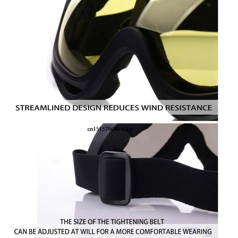 Ochelari de schi UV400 Imitație Splash Călărie Sport în aer liber Ochi Ochi X400 Ochelari de protecție împotriva vântului Nisip Anti-aburire Cadru negru pentru bărbați