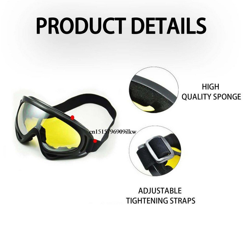 Ochelari de schi UV400 Imitație Splash Călărie Sport în aer liber Ochi Ochi X400 Ochelari de protecție împotriva vântului Nisip Anti-aburire Cadru negru pentru bărbați