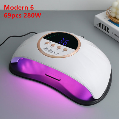 Lampă cu LED pentru uscător de unghii, modernă, 6 280W, lampă UV pentru întărirea tuturor lacurilor de unghii cu gel cu senzor de mișcare, manichiură, pedichiură, instrument de salon