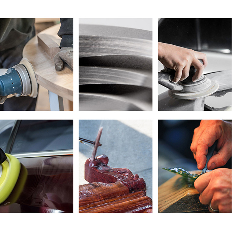 10 buc. Disc șlefuit rotund, metal, lemn, auto, roată de mașină, kit de lustruire, șlefuit, granulație 80-5000, 2-6 inci