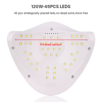 90W SUNX5MAX Сушилня за нокти 45 PCS LEDs UV LED лампа за нокти за гел лак Двойна мощност Бързо съхнене с автоматичен сензор Лампа за салон за маникюр