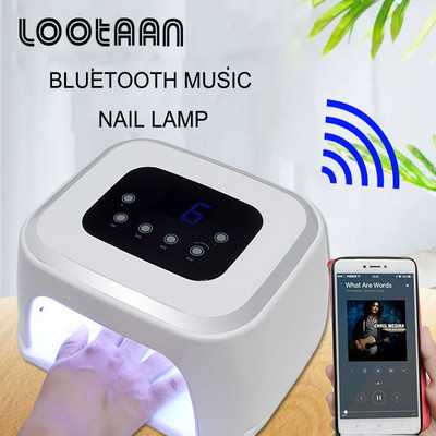 LOOTAAN 99W UV LED лампа Моден автоматичен сензор Bluetooth високоговорител 42 светодиода Сушилня за нокти за втвърдяване на гел лак Инструменти за маникюр и педикюр