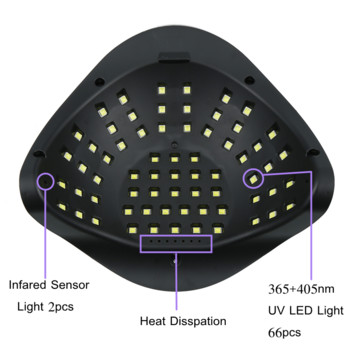 Λάμπα νυχιών 280W X11 MAX UV LED για Στεγνωτήριο με βερνίκι μανικιούρ με μεγάλη οθόνη αφής LCD 66LEDS Έξυπνο στεγνωτήριο νυχιών