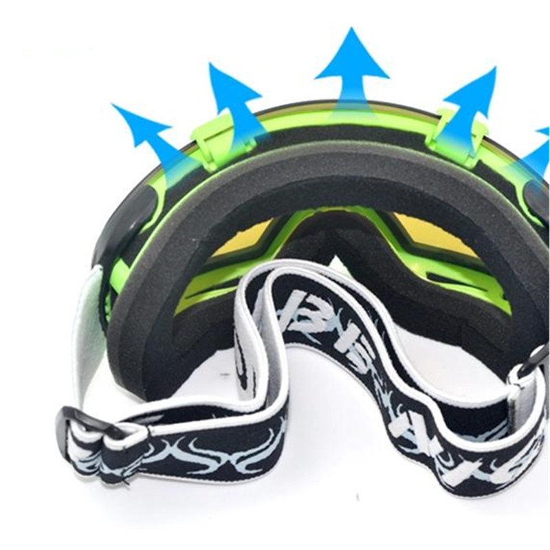 Ochelari de schi sferici mari, dublu, anti-aburire, ochelari de schi profesionali, unisex, cu lentile de vedere nocturnă