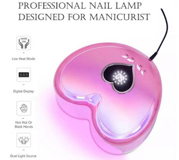 96W Uv/led лампа за сушене на нокти за маникюр във формата на сърце Професионална машина за сушене на лак за нокти за бързо изсъхване на всички гел лакове