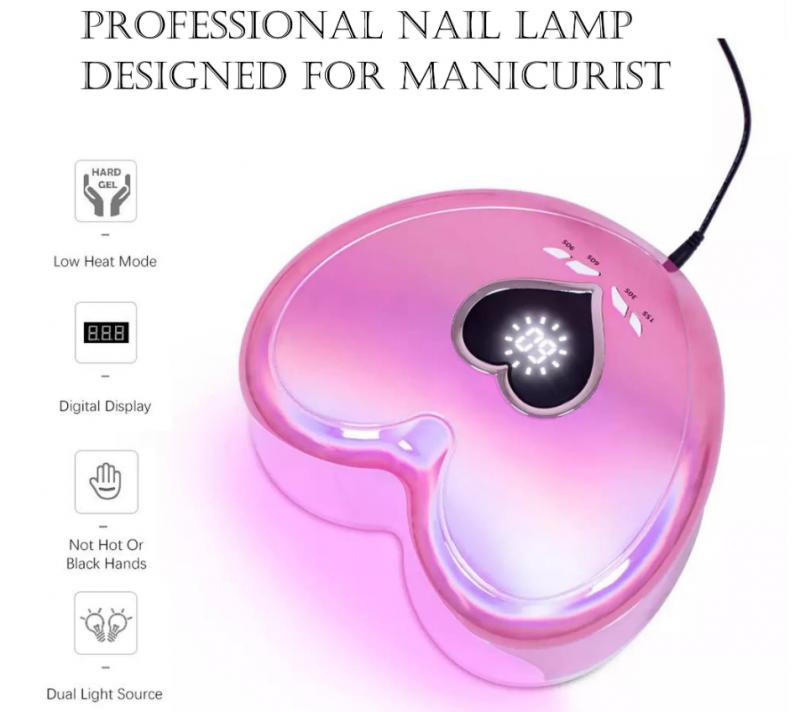 Lampă de uscare a unghiilor Uv/led 96W pentru manichiură în formă de inimă Uscator profesional de lac de unghii Mașină de lumină pentru uscare rapidă a tuturor lacurilor cu gel