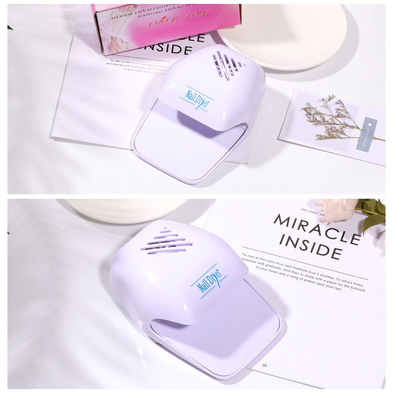CNHIDS Mini uscător de aer pentru arta unghiilor Mașină de uscare lac de unghii Ventilator portabil cu baterie Instrumente pentru arta unghiilor Manichiură Echipament de uscare rapidă