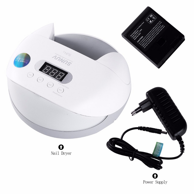 SUN7 48W UV LED maitinimo saugojimo nagų lempa Dvigubo šviesos šaltinio nagų džiovintuvas su išmaniąja laikmačio atmintimi ir jutikliu su baterija