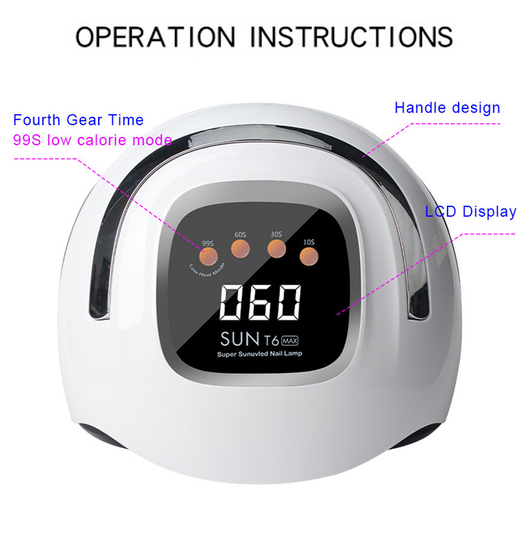 Nauja SUN T6 MAX UV nagų lempa 57 LED džiovinimo lempos, skirtos kietinti visus UV gelinio lako nagų lakus su judesio jutimo orkaitės manikiūro priemone