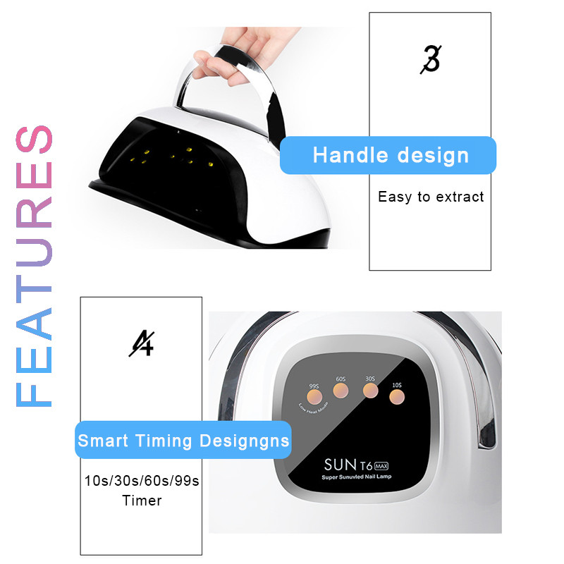 Nauja SUN T6 MAX UV nagų lempa 57 LED džiovinimo lempos, skirtos kietinti visus UV gelinio lako nagų lakus su judesio jutimo orkaitės manikiūro priemone