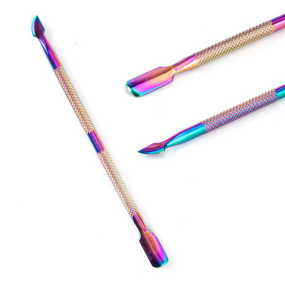 Dispozitiv de împingere a cuticulelor din oțel inoxidabil cu două capete Dispozitiv de îndepărtare a împingerii pielii moarte pentru pedichiură, manichiură, instrument de curățare a unghiilor