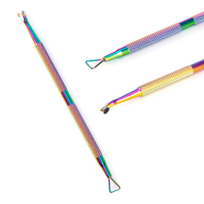 Dispozitiv de împingere a cuticulelor din oțel inoxidabil cu două capete Dispozitiv de îndepărtare a împingerii pielii moarte pentru pedichiură, manichiură, instrument de curățare a unghiilor