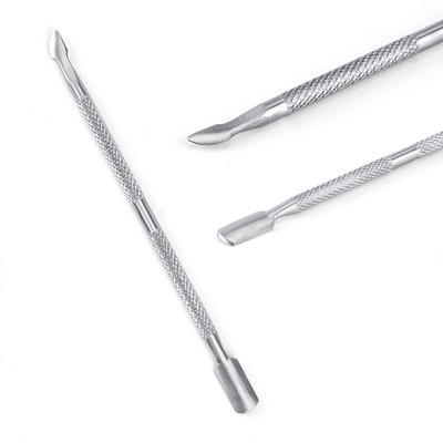 Dispozitiv de împingere a cuticulelor din oțel inoxidabil cu două capete Dispozitiv de îndepărtare a împingerii pielii moarte pentru pedichiură, manichiură, instrument de curățare a unghiilor
