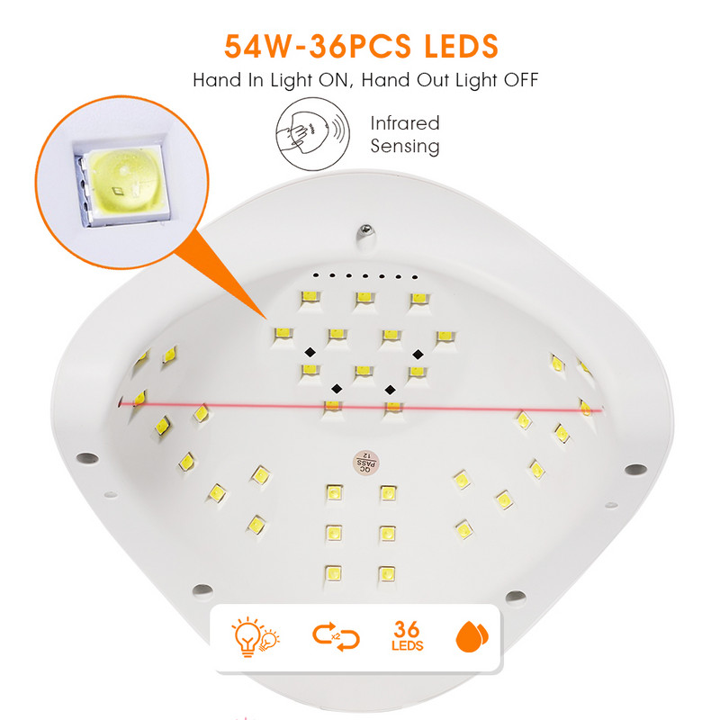 54 W-os LED körömlámpa manikűrhöz SUN 5X Plus UV jéglámpa manikűrhöz gél körömlámpa szárító lámpa zselés lakkozáshoz