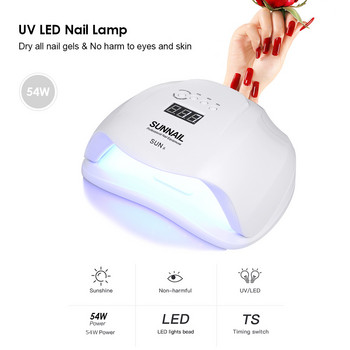 54W UV LED лампа за нокти Професионална слънчева светлина Машина за сушене на нокти Нокти на ръцете Оборудване за втвърдяване на нокти Инструмент за ноктопластика US Plug