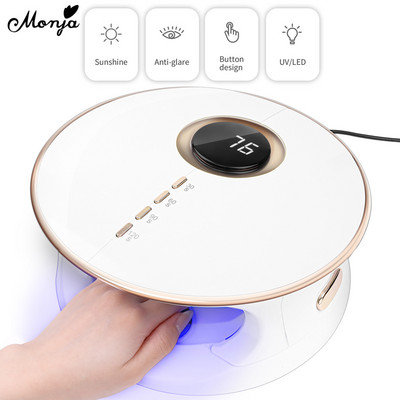 Monja 168W сушилня за нокти LED лампа за нокти UV гел лак Инструмент за втвърдяване на гладно Силиконова подложка за ръце Интелигентен автоматичен сензор Направи си сам машина за маникюр