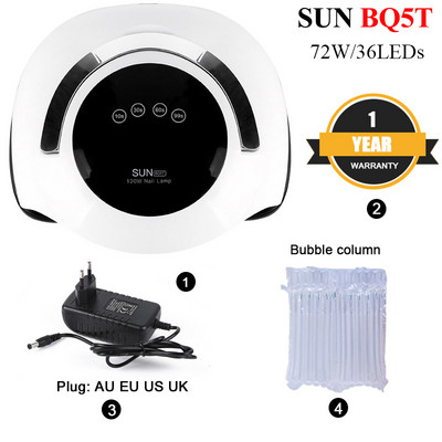 Uscător de unghii UV SUN BLUEQUE 5T Plus 120W 60/LED cu inducție automată ultraviolete Cronometru cu patru viteze 10s/30s/60s/99s Instrument de manichiură