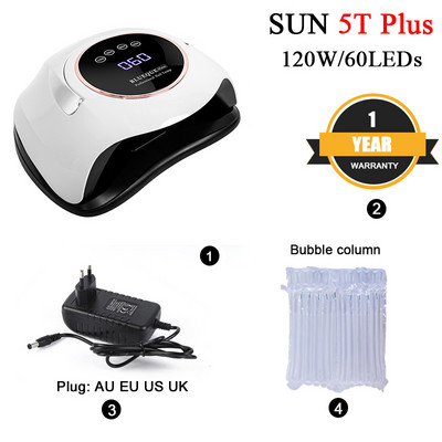 Uscător de unghii UV SUN BLUEQUE 5T Plus 120W 60/LED cu inducție automată ultraviolete Cronometru cu patru viteze 10s/30s/60s/99s Instrument de manichiură
