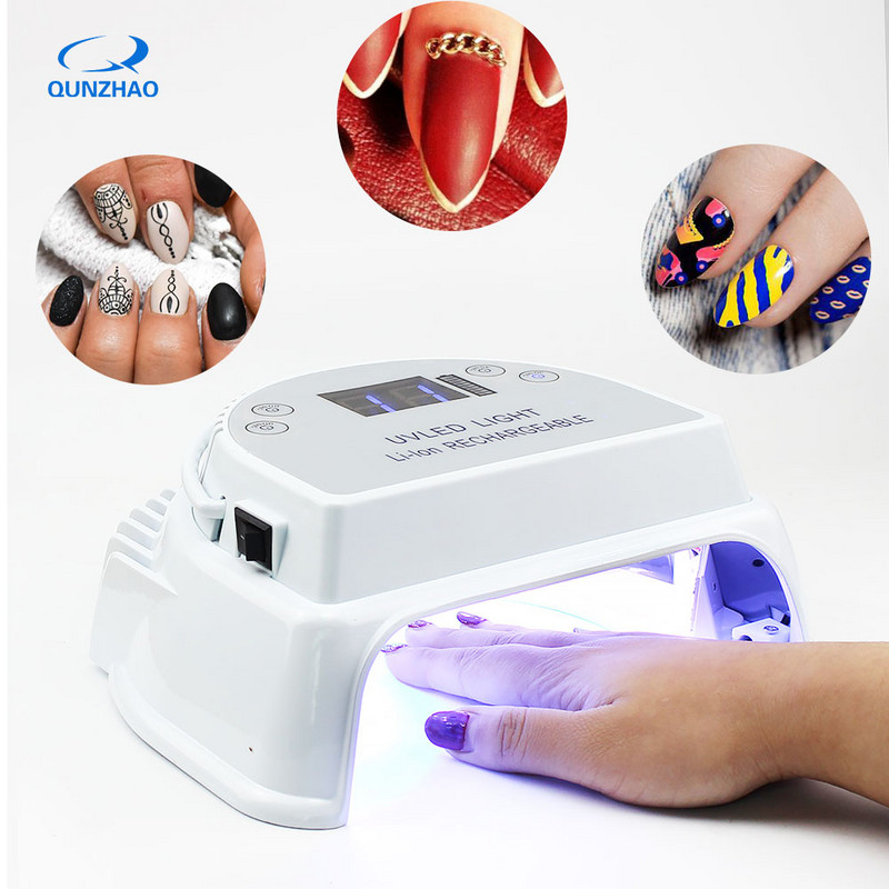Lampă pentru uscător de unghii cu LED UV de 72w, cu baterie, cu putere puternică, mașină de lustruit cu gel, lac, lămpi de fototerapie