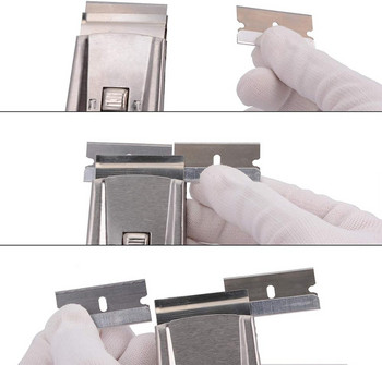 EHDIS Auto Window Tint Sticker Инструмент за почистване на стъргалка Винилова опаковка за кола Прибираща се стъргалка за бръснач с 10 бр. Резервни стоманени остриета