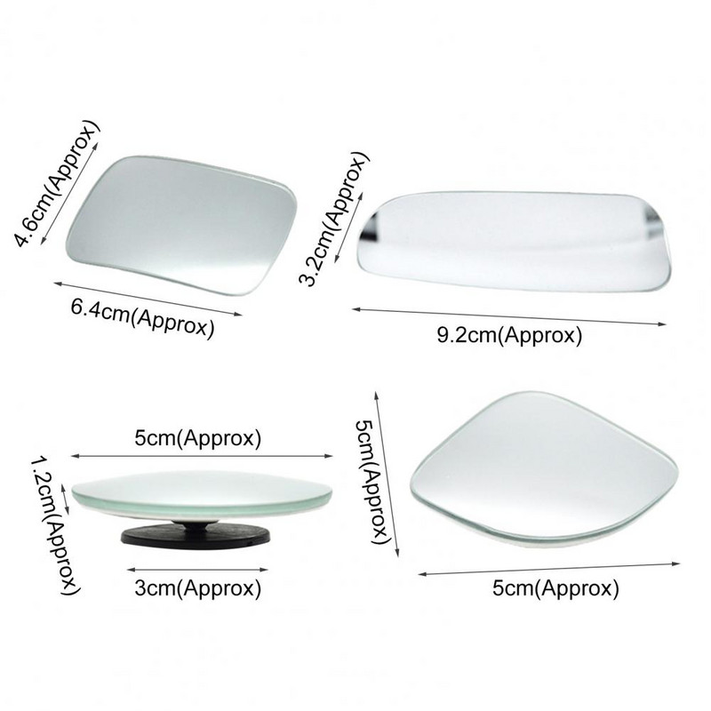 1 pereche de oglinzi pentru unghiul mort, cu unghi larg, aplicație largă, solidă, rotită la 360°, oglindă retrovizoare convexă din sticlă, accesorii pentru exteriorul mașinii