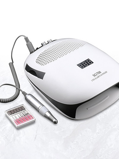 3IN1 višenamjenska snažna lampa za sušenje noktiju, skupljač prašine za nokte Stroj za bušenje noktiju LED UV lampa za nokte, profesionalni alat za manikuru