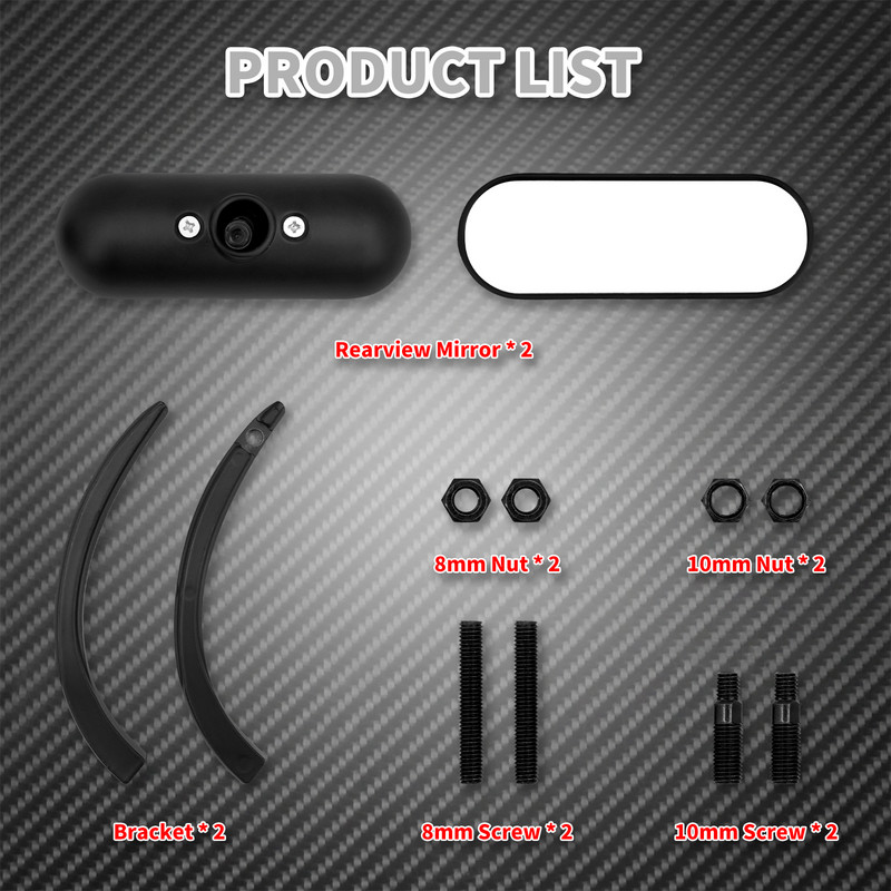 Univerzális motorkerékpár visszapillantó ovális tükör 8 mm-es és 10 mm-es oldalsó tükrök Harley Sportster Chopper Breakout Electra Glide Dyna Softailhez