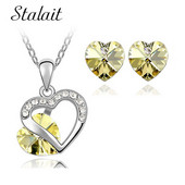 Inimă de nuntă Colier de cristal Cercei Seturi de bijuterii Strasuri de dragoste Zircon colorat Cadouri de Ziua Îndrăgostiților pentru femei Mireasă Nou