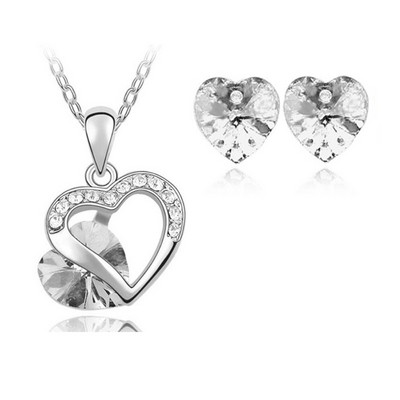 Inimă de nuntă Colier de cristal Cercei Seturi de bijuterii Strasuri de dragoste Zircon colorat Cadouri de Ziua Îndrăgostiților pentru femei Mireasă Nou