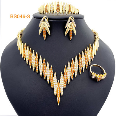 Set de bijuterii din aur din Dubai italian, colier, cercei, brăţară, inel, pentru femei, 2023, nuntă, mireasă, seturi de bijuterii cu cutie elegantă