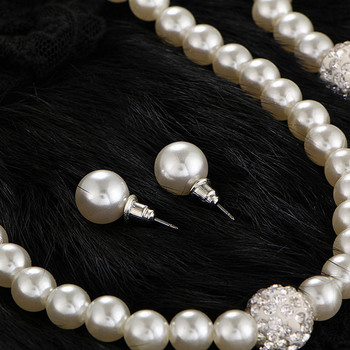 CANPEL Μόδα Vintage Γυναικεία Νυφικά Σετ κοσμήματα με στρας ψεύτικο μαργαριτάρι κολιέ βραχιόλι Σκουλαρίκι Κοσμήματα γάμου