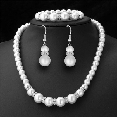 CANPEL Fashion Vintage Femei Mireasa Nunta Set de bijuterii Strass Faux Perle Colier Bratara Cercei Bijuterii pentru petrecere de nunta