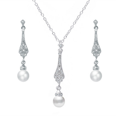 CANPEL Fashion Vintage Femei Mireasa Nunta Set de bijuterii Strass Faux Perle Colier Bratara Cercei Bijuterii pentru petrecere de nunta