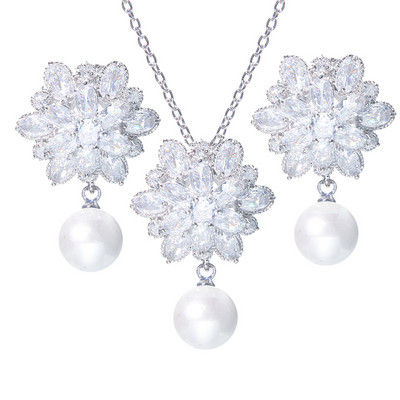 CANPEL Fashion Vintage Femei Mireasa Nunta Set de bijuterii Strass Faux Perle Colier Bratara Cercei Bijuterii pentru petrecere de nunta