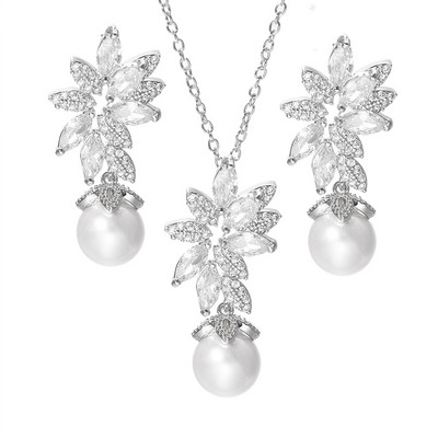 CANPEL Fashion Vintage Femei Mireasa Nunta Set de bijuterii Strass Faux Perle Colier Bratara Cercei Bijuterii pentru petrecere de nunta