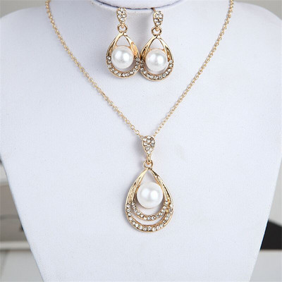 CANPEL Fashion Vintage Femei Mireasa Nunta Set de bijuterii Strass Faux Perle Colier Bratara Cercei Bijuterii pentru petrecere de nunta