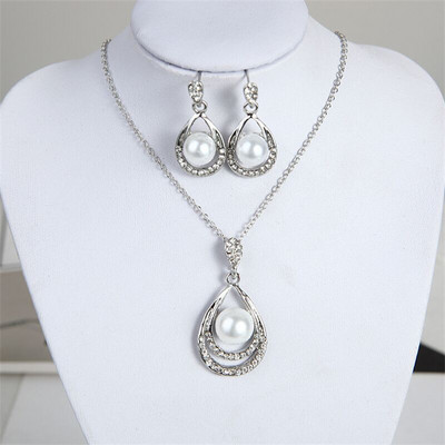CANPEL Fashion Vintage Femei Mireasa Nunta Set de bijuterii Strass Faux Perle Colier Bratara Cercei Bijuterii pentru petrecere de nunta