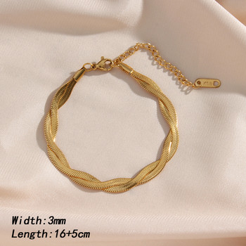 Σετ βραχιόλια κολιέ με χρυσή αλυσίδα Χονδρική κοσμήματα από ανοξείδωτο χάλυβα για γυναίκες Κορίτσι επιμεταλλωμένα αδιάβροχο πλεκτό νέο ψαροκόκκαλο
