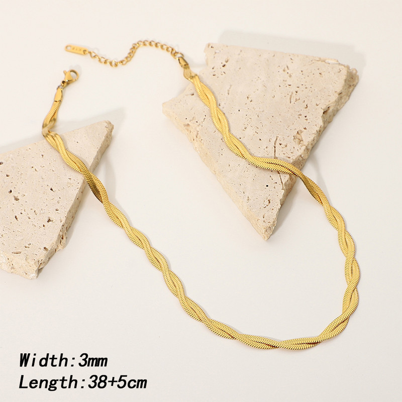 Auksinių grandinėlių karolių apyrankių rinkinys Didmeninė prekyba nerūdijančio plieno papuošalais moterims, mergaitei, padengta vandeniui atsparia pinta nauja silkės kauliuku