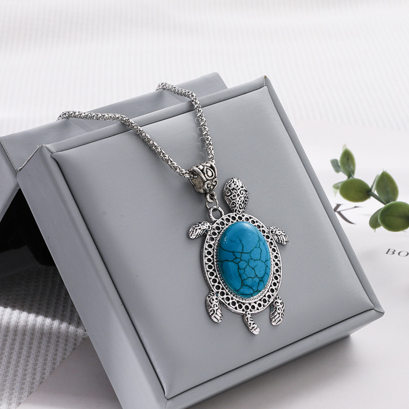 Set de broasca testoasa turcoaz nou moda pentru femei bijuterii vintage colier din trei piese, bratara, cercei, bijuterii cadou pentru petrecerea de nunta