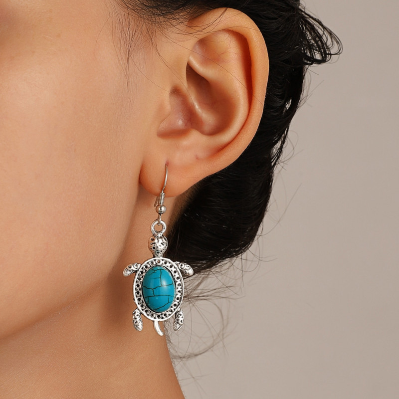 Set de broasca testoasa turcoaz nou moda pentru femei bijuterii vintage colier din trei piese, bratara, cercei, bijuterii cadou pentru petrecerea de nunta