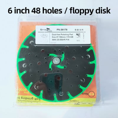 6 hüvelykes (150 mm) 48 lyukú, pormentes, kemény csiszolólap Puha csiszolólap 6"-os horog-hurkos csiszolókorongokhoz Festool S-hez